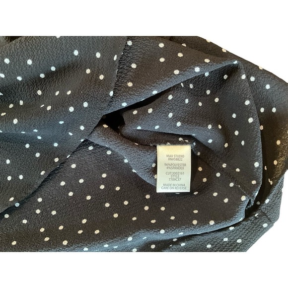 Max Studio Blouse Top Women's Size L Blue Polka Dot Ruffle Long Sleeve Pullover - Picture 5 of 5